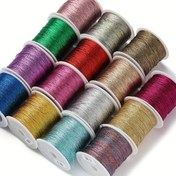 Resim 100m Rulo, 3-Strand Polyester Elyaf, Esnek Olmayan, El Yapımı DIY Bileklik İpliği, Metalik ve İpek Nakış Takı Yapımı Malzemeleri 