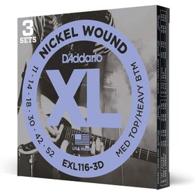 Resim D'Addario EXL116-3D Nickel Wound 3'lü Paket Elektro Gitar Teli (11-52) 