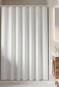 Resim Jackline Beyaz Polyester Kumaş Büyük Boy Banyo Perdesi 240x200cm Yerli Üretim Askı Aparatı Plastik C-halka 