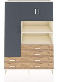 Resim Kronos Dolap 8 Raflı 6 Çekmeceli 3 Kapaklı 132x59x195 Aytaşı-antrasit/çam Antrasıt/atlas Çam 