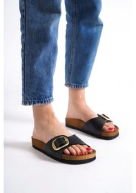 Resim Grazia Kadın Kalın Tek Toka Siyah Terlik Siyah 