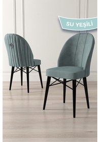 Resim Canisa Ritim Serisi 1 Adet Su Yeşili Sandalye 1.sınıf Babyface Ithal Kumaş Siyah Gürgen Ayak Gümüş Halkalı Sandalye Su Yeşili Ayaklar Siyah 