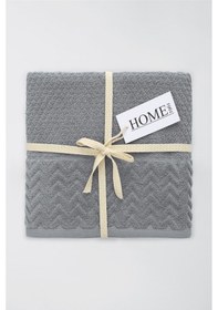 Resim 2li Kadife Bordürlü Jakarlı 50x90 El Havlusu Spectre Gri 