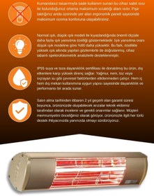 Resim Goldsun Aqua 1500 Watt GSA15 Kumandasız Suya Dayanıklı Elektrikli İnfrared Isıtıcı-Bej 