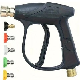 Resim Globalbloom Araç Yıkama Basınçlı Su Tabancası 5 Nozul Başlıklı M22-14 Hortum Bağlantılı 