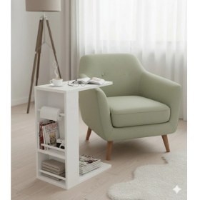 Resim Ayz Pint C Tipi Koltuk Yanı Sehpası Dergilikli Laptop Kahve Yan Sehpası Yatay Beyaz 