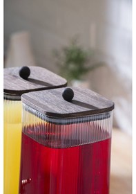 Resim Acar Dominic 2 Li Ahşap Standlı Cam Sebil - 2.6 Lt Şeffaf 