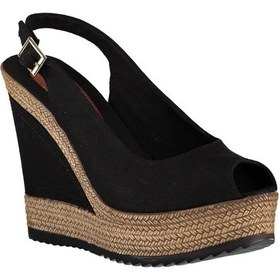 Resim Fox Shoes Siyah Kadın Dolgu Topuklu Ayakkabı 9674070805 