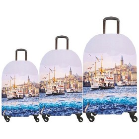 Resim My Saraciye My 33 Eminönü Valizler İçin Kılıf Seti Kabin Orta Ve Büyük Mavi 
