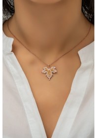 Resim Çınar Yaprağı Sonbahar Kolye Rose Altın Kaplama Gümüş UVPS400538 UVPS4000538 