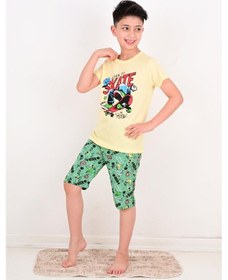 Resim Vitmo erkek çocuk kapri pijama takımı born to skate sarı 
