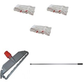 Resim Sska Cod-Ex Geniş Islak Paspas Mop Takımı Seti Geniş Islak Mop Başlığı 3'lü + Metal Sap + Mop Tutucu 
