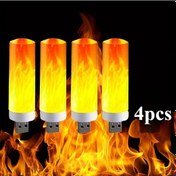 Resim Willowhaven 4'lü Usb Alev Efekti Lamba, Yaratıcı Yanıp Sönen Alev Ampulü, Gece Lambası, Kamp Ve Düğün Parti Aydınlatması, Araç İçi Ve Dışı Aydınlatma 