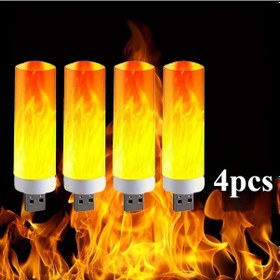 Resim Willowhaven 4'lü Usb Alev Efekti Lamba, Yaratıcı Yanıp Sönen Alev Ampulü, Gece Lambası, Kamp Ve Düğün Parti Aydınlatması, Araç İçi Ve Dışı Aydınlatma 