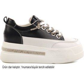 Resim Guja Siyah Yüksek Taban Kadın Sneaker 25Y492 Z DAR KALIP 