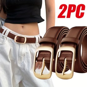 Resim 2 Adet Kadınlar İçin Vintage Tarzı Altın Tonlu Tokalı Kemerler - Ayarlanabilir, Günlük ve Parti Kullanımı için Çok Yönlü, Şık Kemerler | Dayanıklı Kemerler, Kadın Kemerleri, Zarif Kadın Kemerleri, Şık Kadın Kemerleri, Moda Kadın Kemerleri, Şık Kadın Kemerleri, Elbise Kemerleri 