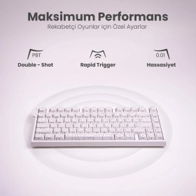 Resim Beast eSpor Beast R75 He Pro Kablosuz 8k Hz Manyetik Switch Klavye ( Beyaz ) 