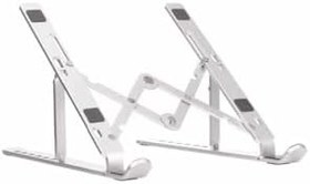 Resim Teknosepetim Bilgisayar Laptop Standı Macbook Notebook Stant Katlanabilir Ayarlanabilir Metal Stand, Gümüş/Gri 