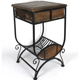 Resim Otantik Çarşı Ahşap Komodin Etajer Gazetelikli 40X40X69 Cm. KNA580-2 