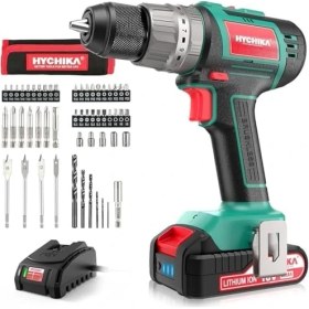 Resim Tornavida 60 Nm Maks, 18 V Matkap, 2 x 2,0 Ah Akü ve 57 Parça Aksesuar Seti, Fırçasız Motor, 2 Vites, 21 + 3 Tork Kademesi, Çekiç Fonksiyonlu Matkap 