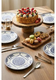 Resim Grandora Mavi Beyaz Çini Desenli 6'lı Pasta Tabağı Seti 20 Cm - Pasta Ve Tatlı Tabak Vintage Sunum Tabağı Lacivert-beyaz 