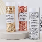 Resim 1/3 Kavanoz RANCAI Altın Folyo Yaprakları Tırnak Sanatı & DIY El İşleri için - Hipoalerjenik Tüketilebilir & Tüketilemeyen Metal Yaprak Pulları, 2g Yuvarlak Dekoratif Simli Pasta, Tatlılar, Takı Yapımı, Ev Yapımı Tatlılar (Çin Yapımı) 