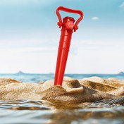Resim 1 adet Kırmızı Plastik Plaj Şemsiyesi Kum Sancak, Dış Mekan Bahçe Küçük Güneşlik Zemin Tutucu, Eğlenceli Dekor Taban Standı, %100 Plastik Kompozisyon 
