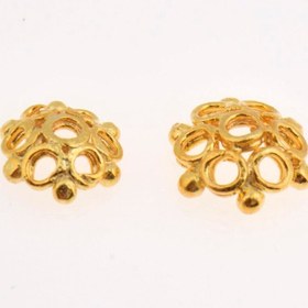 Resim 24K Gold Vermeil 8-9mm Flower Bead Caps, Gold Plated Bead Caps, 925 Solid Silver Bead Caps in Gold, Spacer Bead Caps, Jewelry Making, VM6A-B - 8mm 5 Pieces 