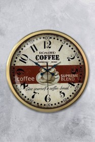 Resim Genel Markalar Hediyelik 36 Cm Eskitme Metal Espresso Duvar Saati 