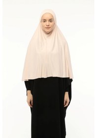 Resim Altobeh Hazır Türban Peçeli Pratik Eşarp Tesettür Nikaplı Hijab - Namaz Örtüsü Sufle 3xl - Bej BEj 