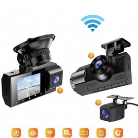 Resim 4k 2.5" Ekran Wifili 3 Kameralı Araç Kamerası Geri Görüş Kameralı Gece Görüşlü Araç İçi Kamera Güvenlik Kayıt Cihazı 