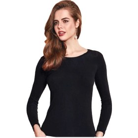 Resim Kadın Siyah Uzun Kollu Termal Üst İçlik 2'li Haki Ve Siyah 