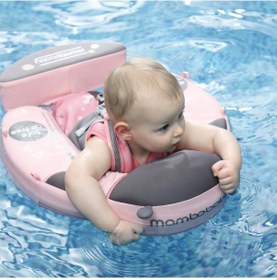 Resim Mambobaby Yüzme Simidi - Pembe Uğur Böceği, Emniyetli, Gölgelikli Ve Ayak Destekli 