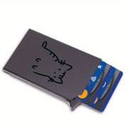 Resim Erkekler & Kadınlar için İnce RFID Engelleme Alüminyum Cüzdan - Sevimli Kedi Tasarımlı Siyah, Pop-Up Kart Tutucu, Hırsızlık Karşıtı Koruma, İş Kredi Kartları için İdeal, Küçük Cüzdan 