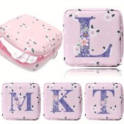 Resim Kadın Hijyen Pedleri Çantası Saklama Çantaları Mini Kozmetik Çantalar Kadın Ürün Torbaları Taşınabilir Dönem Kit Çanta Makyaj Çantası Tampon Paketi Harf Baskılı Seyahat Ruj Anahtarlık Bozukluk Cüzdan Organizatörü 