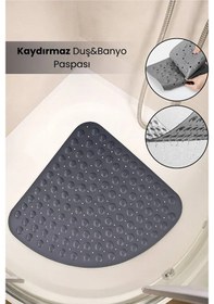 Resim Pearlette Kaydırmaz Duş&banyo Matı / Üçgen Duşakabin Ve Küvet Paspası Antrasit-gri 