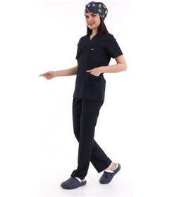 Resim Zarf Yaka Kadın Takım - 47 Lacivert-6381 