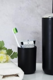 Resim Siyah, Plastik Diş Fırçalık – 7,5×10 cm, Macunluk, Banyo Düzenleyici - Brasil Model 