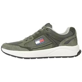 Resim Tommy Hilfiger Tommy Jeans Suede Trainers Sneaker Green Günlük Süet Spor Ayakkabı Yeşil Yeşil 