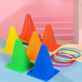 Resim Yaratıcı Dondurma Tüp Seti Dairesel Atış Oyuncakları ile: Renkli Logo Fıçılarla Spor Duyusal Eğitim - Açık Hava Oyunları, Koni Atışlı Etkileşimli Oyunlar 