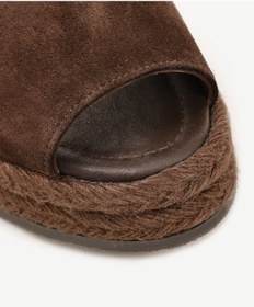 Resim Yargıcı Jüt Tabanlı Deri Espadril Sandalet 25ykay4033x 208 Kahverengi 