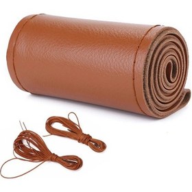Resim Deri Araba Direksiyon Simidi Üzerinde Direksiyon Kılıfı Araba Örgü 38 Cm Dıy Brown-sideline Type 