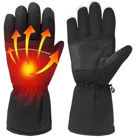 Resim Ranyeek Kış Sporları İçin Isıtmalı Dokunmatik Eldiven - Pil Kutusu Dahil, Pil Hariç Siyah 