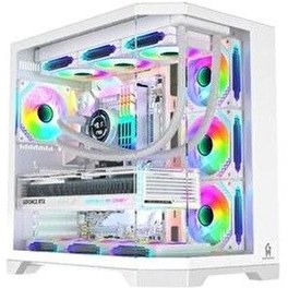 Resim Gm Game Master Game Master F-7 Edge 7x Argb Pwm Fan Beyaz Atx Akvaryum Gaming Kasa Oyuncu Kasası 