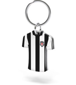 Resim Beşiktaş Lisanslı Siyah Çizgili Forma Anahtarlık Kartal Ahşap Kutulu 