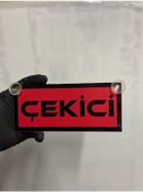 Resim Kırmızı Renk Üzeri Siyah Renk Çekici Yazılı Vantuzlu Cam Süsü 