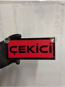 Resim Kırmızı Renk Üzeri Siyah Renk Çekici Yazılı Vantuzlu Cam Süsü 