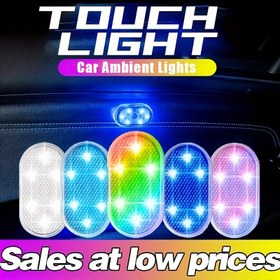 Resim USB ile Şarj Edilebilen LED Ortam Araba Işıkları, Dokunmatik Kontrollü Ayak Desteği Gece Lambası, Çok Renkli Kısılabilir Okuma Lambası, Araba, Oda Dekorasyonu, 5V Çalışma Voltajı, Pil Gerekmez 