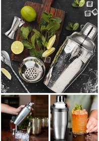 Resim Kokteyl Hazırlama Shaker Seti 6 Parça Çelik Shaker Barmen Seti 