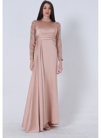 Resim Feminist Gold Pul Boncuklu Saten Tesettür Abiye 6502473.122 Gold 